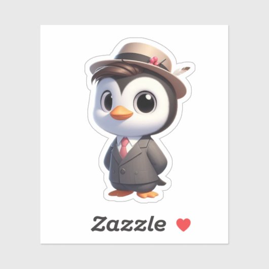 Sticker pingouin, gros pingouin bos (Feuille)