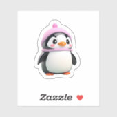 Sticker pingouin mignon avec casquette (Feuille)
