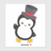 Sticker Pingouin mignon, Petit Pingouin, Chapeau supérieur (Feuille)