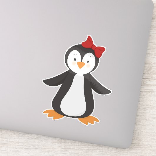 Sticker Pingouin mignon, Petit Pingouin, Pingouin Avec Bow (Détail)
