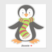 Sticker Pingouin mignon, Petit Pingouin, Pingouin Avec Éch (Feuille)
