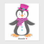 Sticker Pingouin mignon, Pingouin Avec Casquette, Pingouin (Feuille)