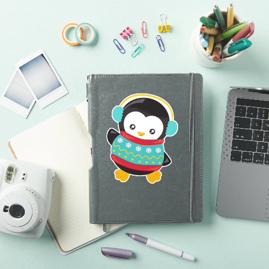 Sticker Pingouin mignon, Pingouin Avec Sweat, Moufles Orei (Couverture iPad)