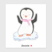 Sticker Pingouin mignon sur la glace (Feuille)
