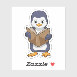 Sticker Pingouin Nerd avec Livre