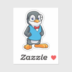 Sticker Pingouin Nerd avec lunettes