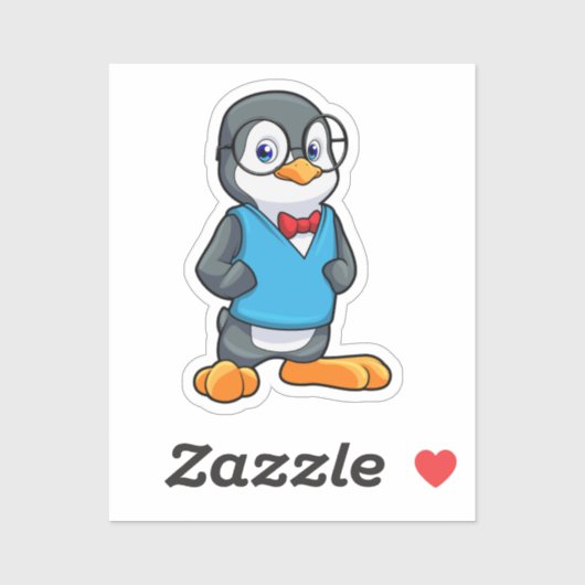 Sticker Pingouin Nerd avec lunettes (Feuille)