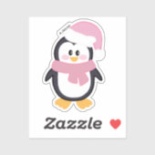 Sticker Pingouin rose de Noël (Feuille)