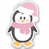 Sticker Pingouin rose de Noël (Recto)