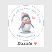 Sticker Pingouin rose pour bébé Noël pour enfants Étiquett (Feuille)