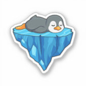 Sticker Pingouin sur glace floc (Recto)