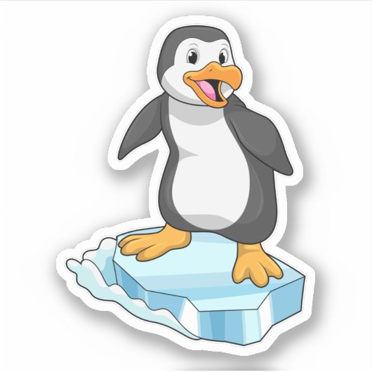 Sticker Pingouin sur glace floc (Devant)