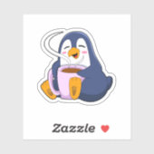Sticker Pingouin with Cup of Coffee (Feuille)