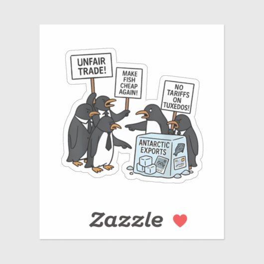 Sticker Pingouins contre les tarifs douaniers anti-Trump (Feuille)