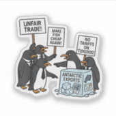 Sticker Pingouins contre les tarifs douaniers anti-Trump (Devant)