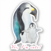 Sticker Pingouins empereurs d'aquarelle mignons (Recto)