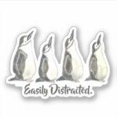 Sticker Pingouins facilement distraits dans une aquarelle (Devant)