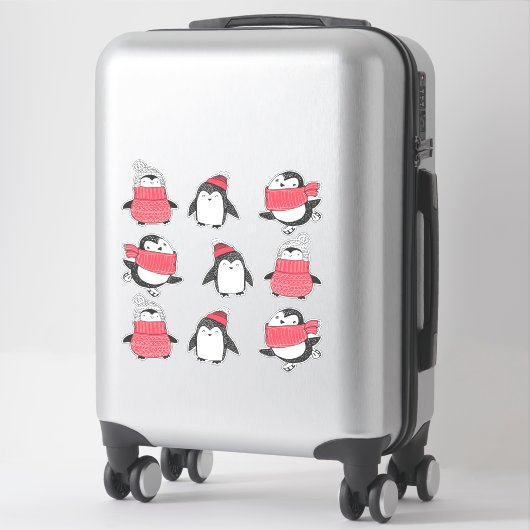 Sticker Pingouins Hivernal mou Oiseaux de neige (Sur valise)