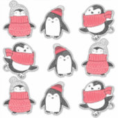 Sticker Pingouins Hivernal mou Oiseaux de neige (Devant)