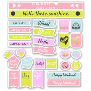 Sticker Pink And Green Crown Love Coeur Planner