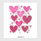 Sticker Pink and Red Patterned Hearts (Feuille)