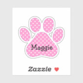 Sticker Pink and White Polka Dots With Name (Feuille)