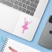 Sticker Pink Ballerina silhouette (Ordinateur portable avec iPhone)