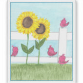 Sticker Pink Birds & Sunflowers (Devant)