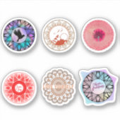 Sticker Pink Blue rouge Mandala's 6 Pack (Devant)