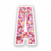 Sticker Pink Botanical Monogram Floral Letter A Initial (Recto)