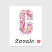 Sticker Pink Botanical Monogram Floral Letter C Initial (Feuille)