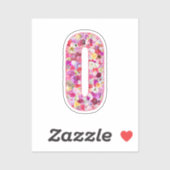 Sticker Pink Botanical Monogram Floral Letter O Initial (Feuille)