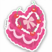 Sticker Pink Bow Gâteau Vintage de coeur (Recto)