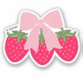 Sticker Pink Bow Strawberries  (Recto)