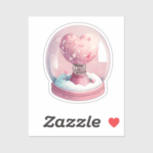 Sticker Pink Candy Heart Snowglobe pour la Saint-Valentin