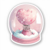 Sticker Pink Candy Heart Snowglobe pour la Saint-Valentin (Recto)