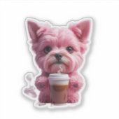 Sticker pink coffee puppy (Devant)