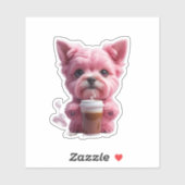 Sticker pink coffee puppy (Feuille)