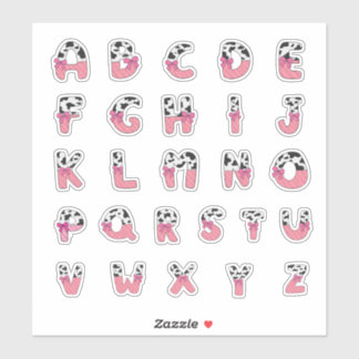 Sticker Pink Coquette Cow Print Alphabet Cowgirl Letters