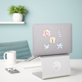 Sticker Pink Crab Beach Blue Starfish Bird Sandals (Ordinateur portable sur le bureau)