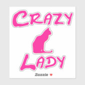 Sticker Pink Crazy Cat Lady (Feuille)