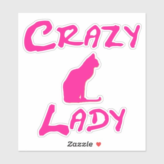 Sticker Pink Crazy Cat Lady (Feuille)