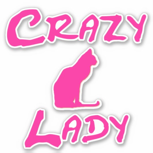 Sticker Pink Crazy Cat Lady (Devant)