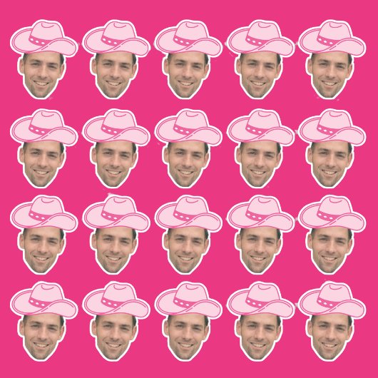 Sticker Pink Disco Cowgirl personnalisable Groom Face