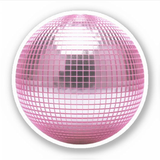 Sticker pink disco mirror ball (Devant)