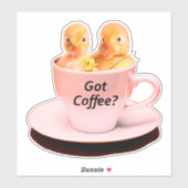 Sticker Pink Funny Café Mème Mug Cute Chicks Poulets (Feuille)