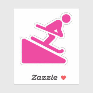 Sticker Pink Girl Skier Downhill