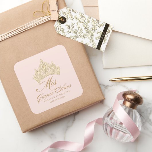 Sticker Pink Gold Mis Quince Anos (Cadeaux)
