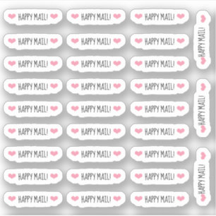 Sticker Pink Hearts Happy Mail