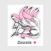 Sticker Pink Kitsune Japonais Fox Sketch (Feuille)